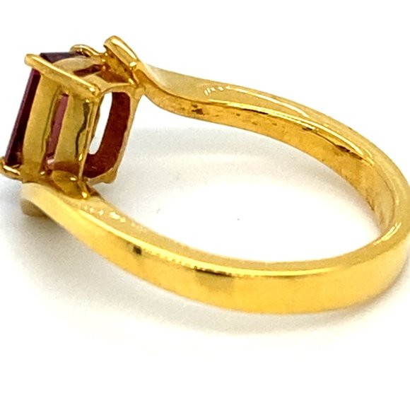 Red Purple Tourmaline 1.15ct Solid 18K Gold Ring - Picture 5 of 6